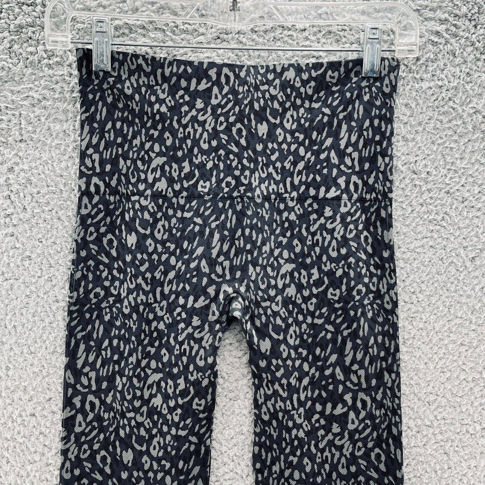 Spanx Leggings Navy Blue Gray Leopard Print Seamless Mid Rise Ankle - Picture 2 of 9